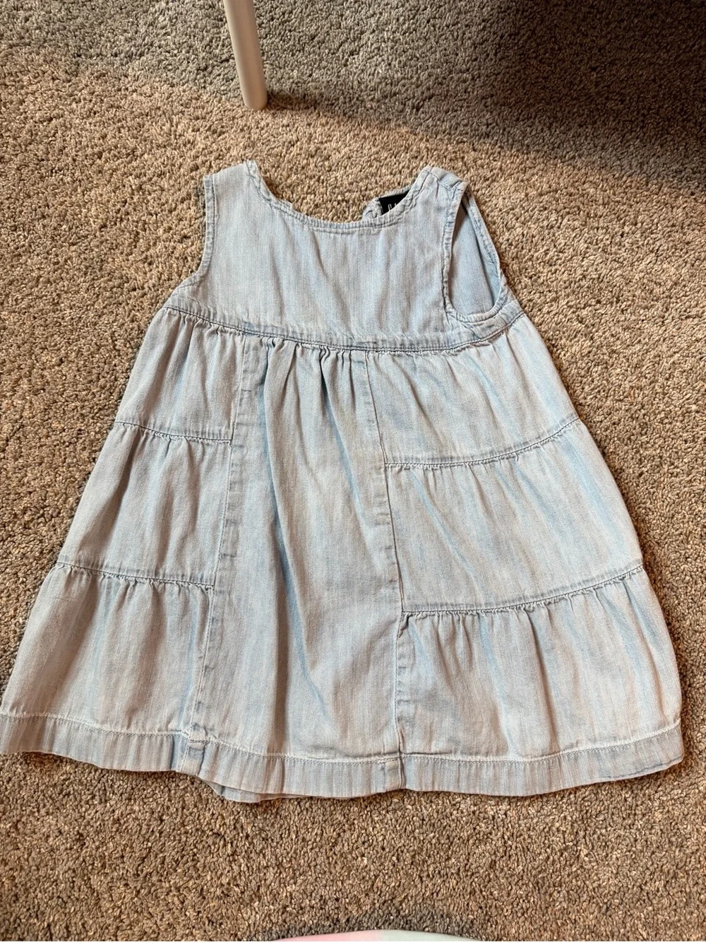GAP Light Wash Tiered Denim Dress in Pale Blue